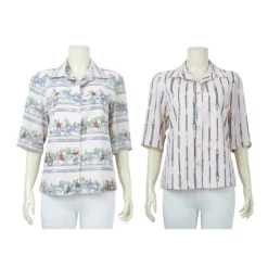 เสื้อเชิ้ตแขนสั้น ผ้าชีฟองพิมพ์ลาย