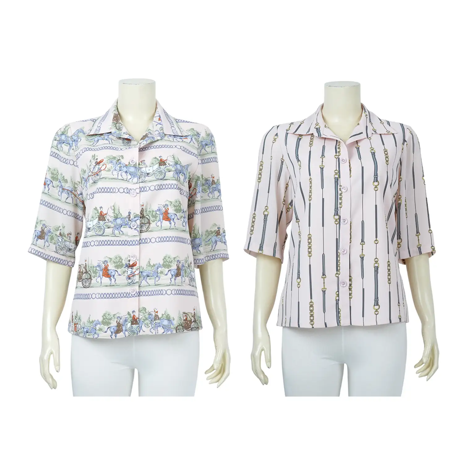 เสื้อเชิ้ตแขนสั้น ผ้าชีฟองพิมพ์ลาย
