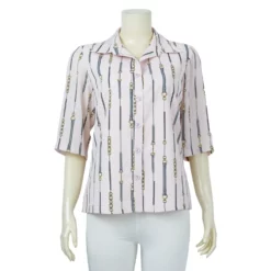 เสื้อเชิ้ตแขนสั้น ผ้าชีฟองพิมพ์ลาย - Image 3