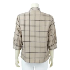 เสื้อคอกลม แขน 3 ส่วน ลายสก็อต แต่งโบว์ - Image 3