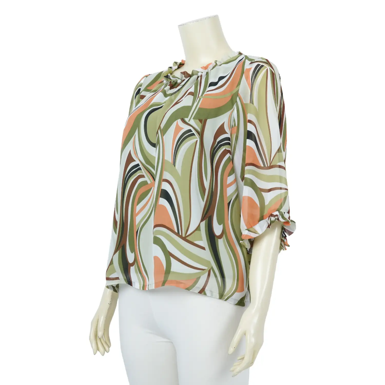 เสื้อคอตั้ง แขน 3 ส่วน ลายหินอ่อน - Image 2
