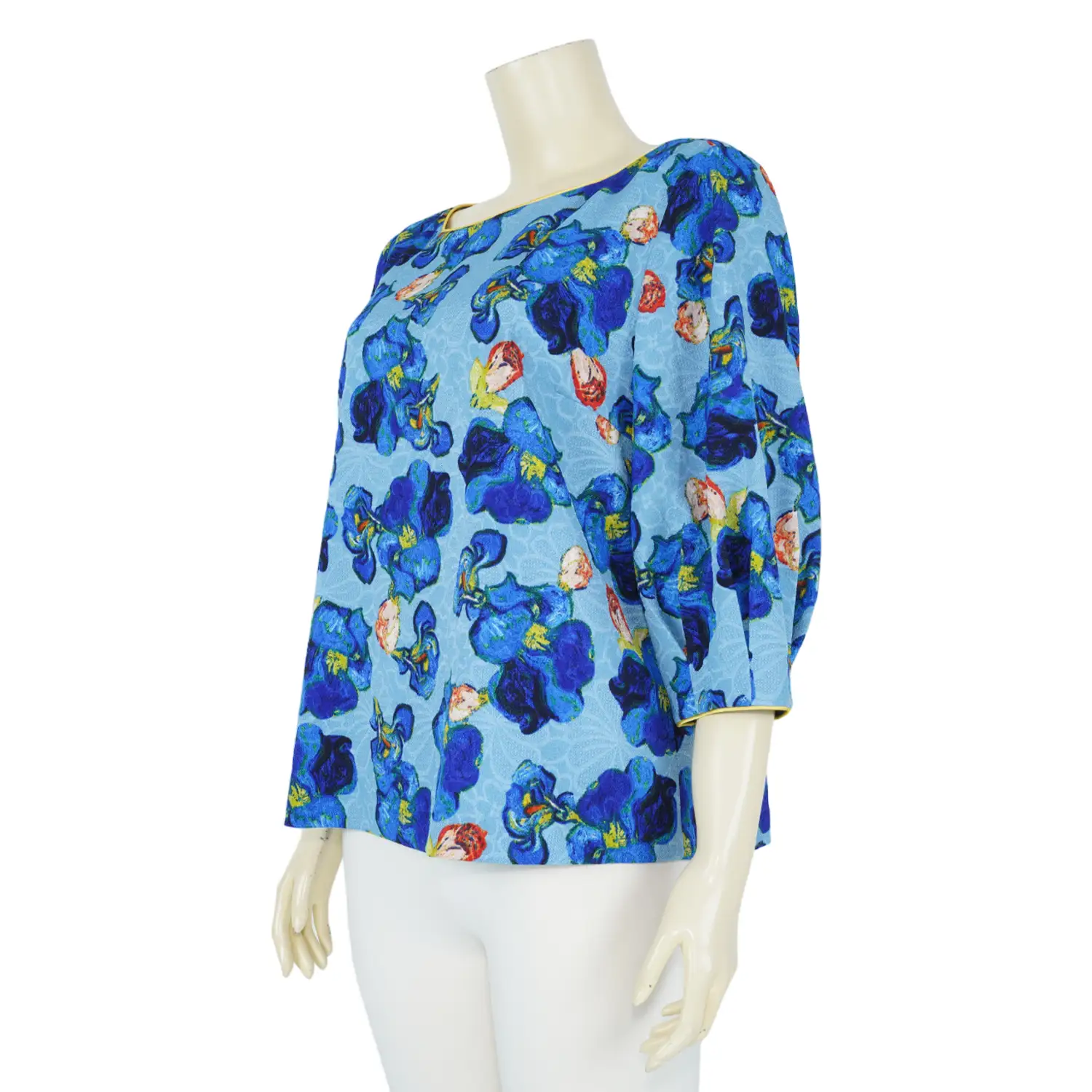 เสื้อคอปาด แขนพอง 4 ส่วน ผ้าลายดอกไม้ - Image 2