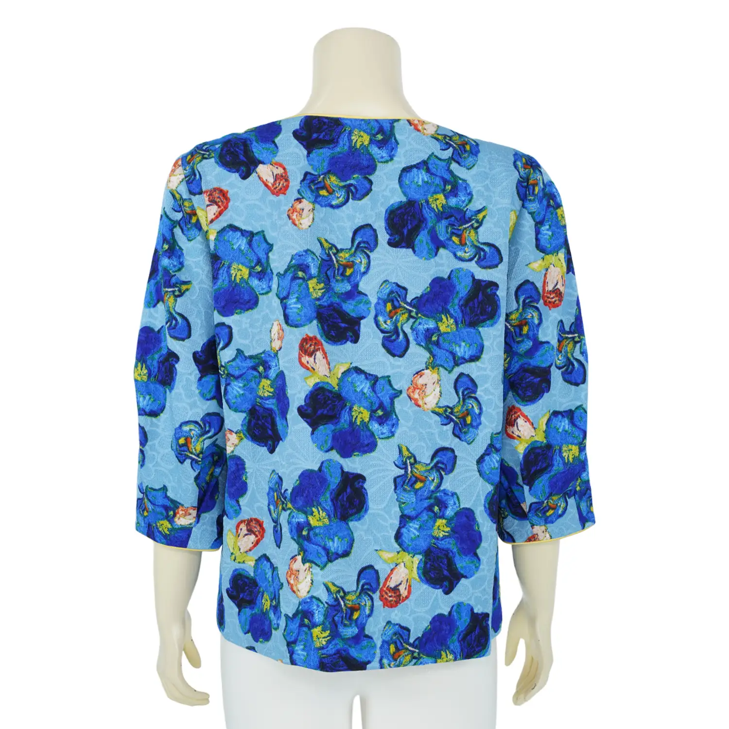 เสื้อคอปาด แขนพอง 4 ส่วน ผ้าลายดอกไม้ - Image 3