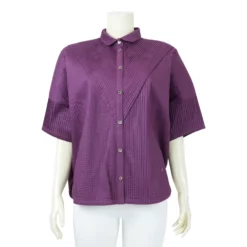 เสื้อเชิ้ตแขนค้างคาวยาว 3 ส่วนผ้าตีเกล็ดผสม - Image 3
