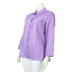เสื้อเชิ้ต แขนยาว 4 ส่วน ผ้าตีเกล็ดผสม - Image 2