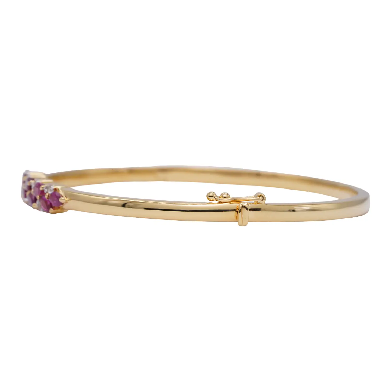กำไลข้อมือเงิน925 ชุบทอง18K ประดับทับทิม และแซปไฟร์สีขาว - Image 3