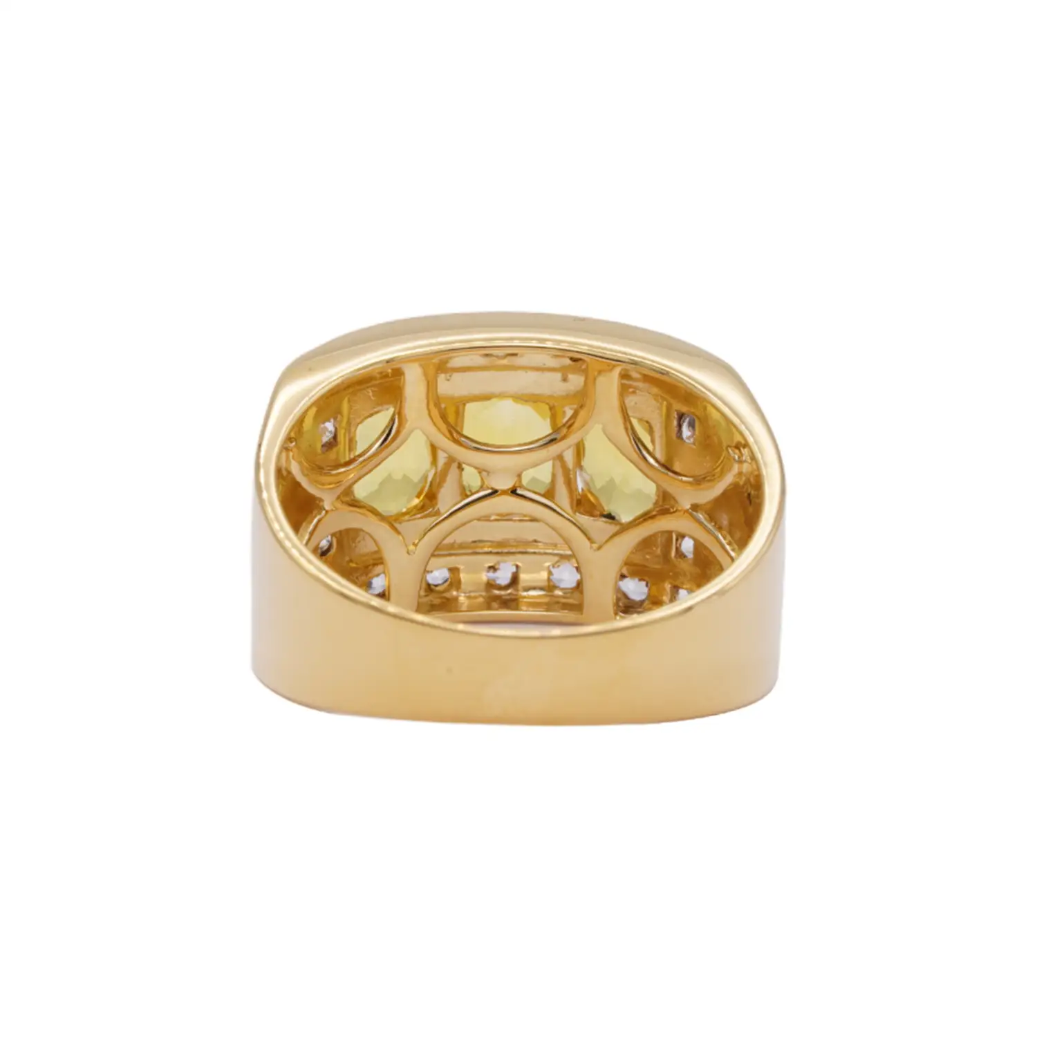 แหวนเงิน925 ชุบทอง18K ประดับบุษราคัม และแซปไฟร์สีขาว - Image 4