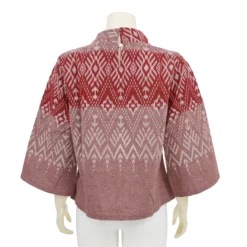 เซตเสื้อคอตั้ง แขนบาน 4 ส่วน ผ้าฝ้ายลายไทย 3 ตัว (สีชมพู, สีกรมท่า, และสีครีม) - Image 6