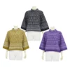 เซตเสื้อคอตั้ง แขนบาน 4 ส่วน ผ้าฝ้ายลายไทย 3 ตัว (สีดำ, สีม่วง,  และสีเขียวไพร)