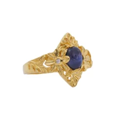 แหวนเงิน925 ชุบทอง18K ประดับไพลิน และโทแพซสีขาว - Image 2