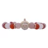 สร้อยข้อมือคาร์เนเลียน, มูนสโตน และสตรอว์เบอร์รี ควอตซ์ พร้อมส่วนตกแต่งท้าวเวสสุวรรณ เงิน925 ชุบทอง18K ประดับเซอร์คอนสีขาว