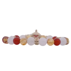 สร้อยข้อมืออัญมณีหลากชนิด พร้อมส่วนตกแต่ง ท้าวเวสสุวรรณเงิน925 ชุบทอง18K ลงยาสีแดง ประดับเซอร์คอนสีขาว - Image 2