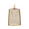 จี้พระสมเด็จเนื้อผง วัดระฆัง ปี2552 รุ่น มี เฮง รวย กรอบเงิน925 ชุบทอง18K ประดับทับทิมและเซอร์คอนสีขาว