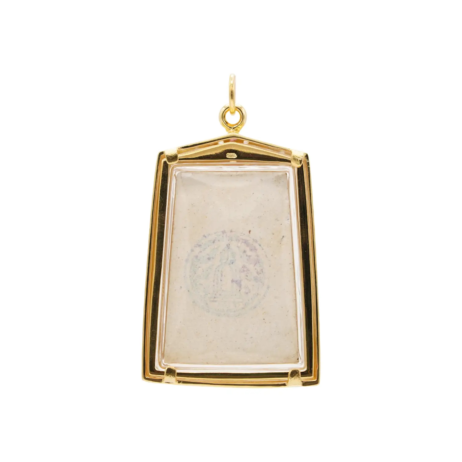 จี้พระสมเด็จเนื้อผง วัดระฆัง ปี2552 รุ่น มี เฮง รวย กรอบเงิน925 ชุบทอง18K ประดับทับทิมและเซอร์คอนสีขาว - Image 5