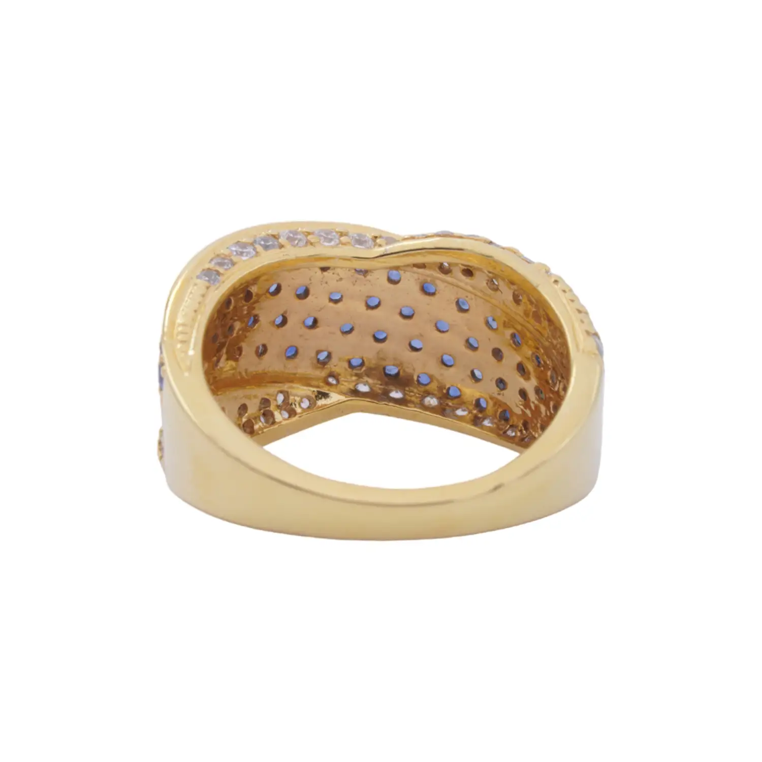 แหวนเงิน925 ชุบทอง18K ประดับไพลินและเพชร CZ - Image 4