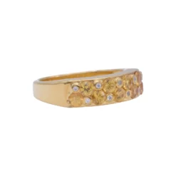 แหวนเงิน925 ชุบทอง18K ประดับบุษราคัม และเพชร CZ - Image 2