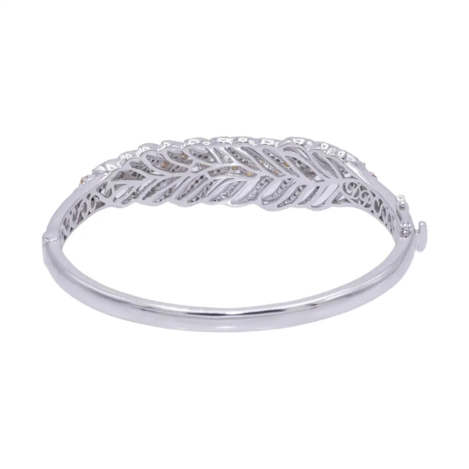 กำไลข้อมือเงิน925 ประดับแซปไฟร์สีส้ม และเซอร์คอนสีขาว - Image 4