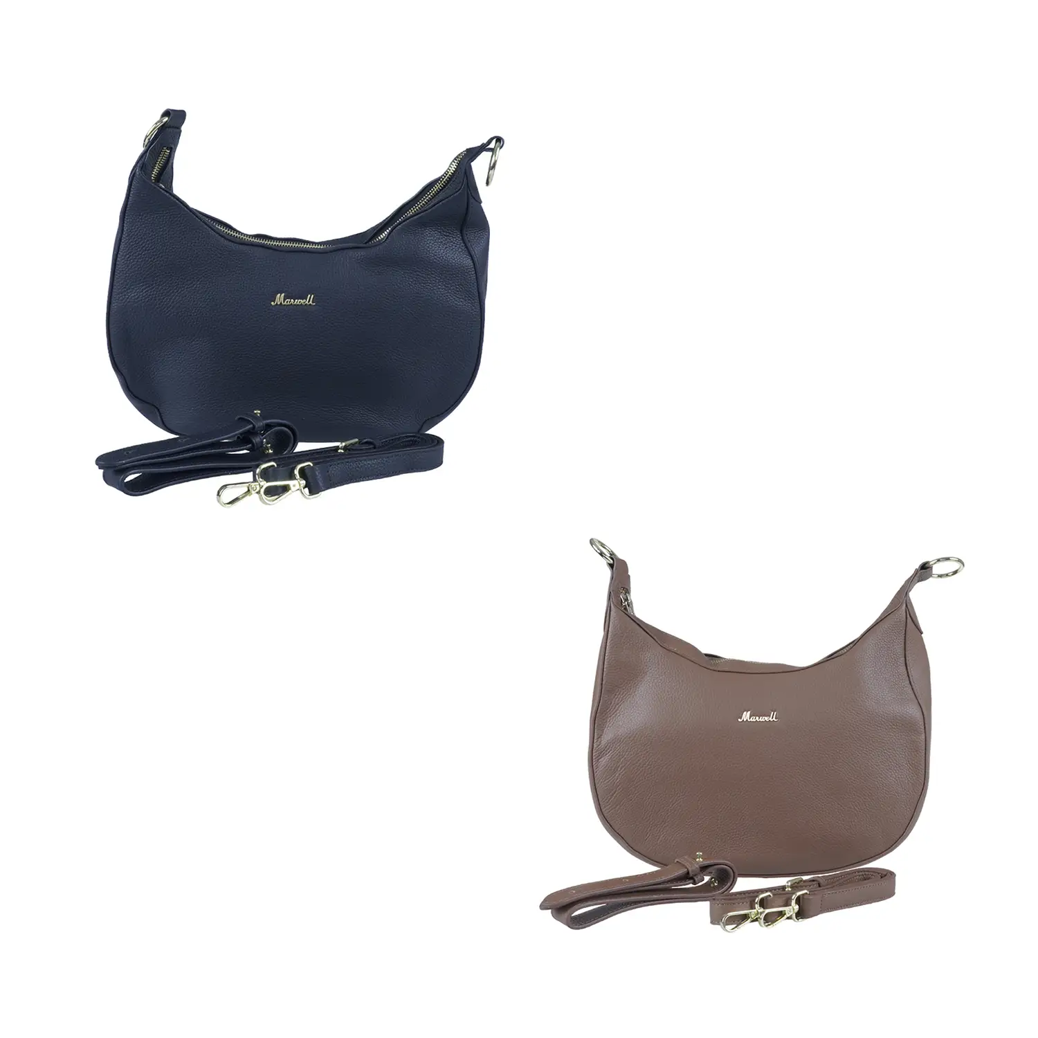 กระเป๋าถือหนังวัว ปั๊มลายลิ้นจี่ใหญ่ ทรงโฮโบ (Hobo) (ใช้ได้ 2 แบบ)