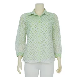เสื้อเชิ้ต แขนกระบอก 4 ส่วน ผ้าลูกไม้ราเชลลายดอกไม้ - Image 2