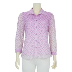 เสื้อเชิ้ต แขนกระบอก 4 ส่วน ผ้าลูกไม้ราเชลลายดอกไม้ - Image 3