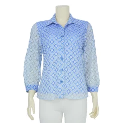 เสื้อเชิ้ต แขนกระบอก 4 ส่วน ผ้าลูกไม้ราเชลลายดอกไม้ - Image 4