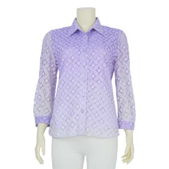 เสื้อเชิ้ต แขนกระบอก 4 ส่วน ผ้าลูกไม้ราเชลลายดอกไม้ - Image 5
