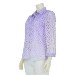 เสื้อเชิ้ต แขนกระบอก 4 ส่วน ผ้าลูกไม้ราเชลลายดอกไม้ - Image 6