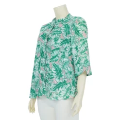 เสื้อคอตั้ง แขนกระบอก 3 ส่วน ผ้าลูกไม้ราเชล ลายดอกชบา - Image 2