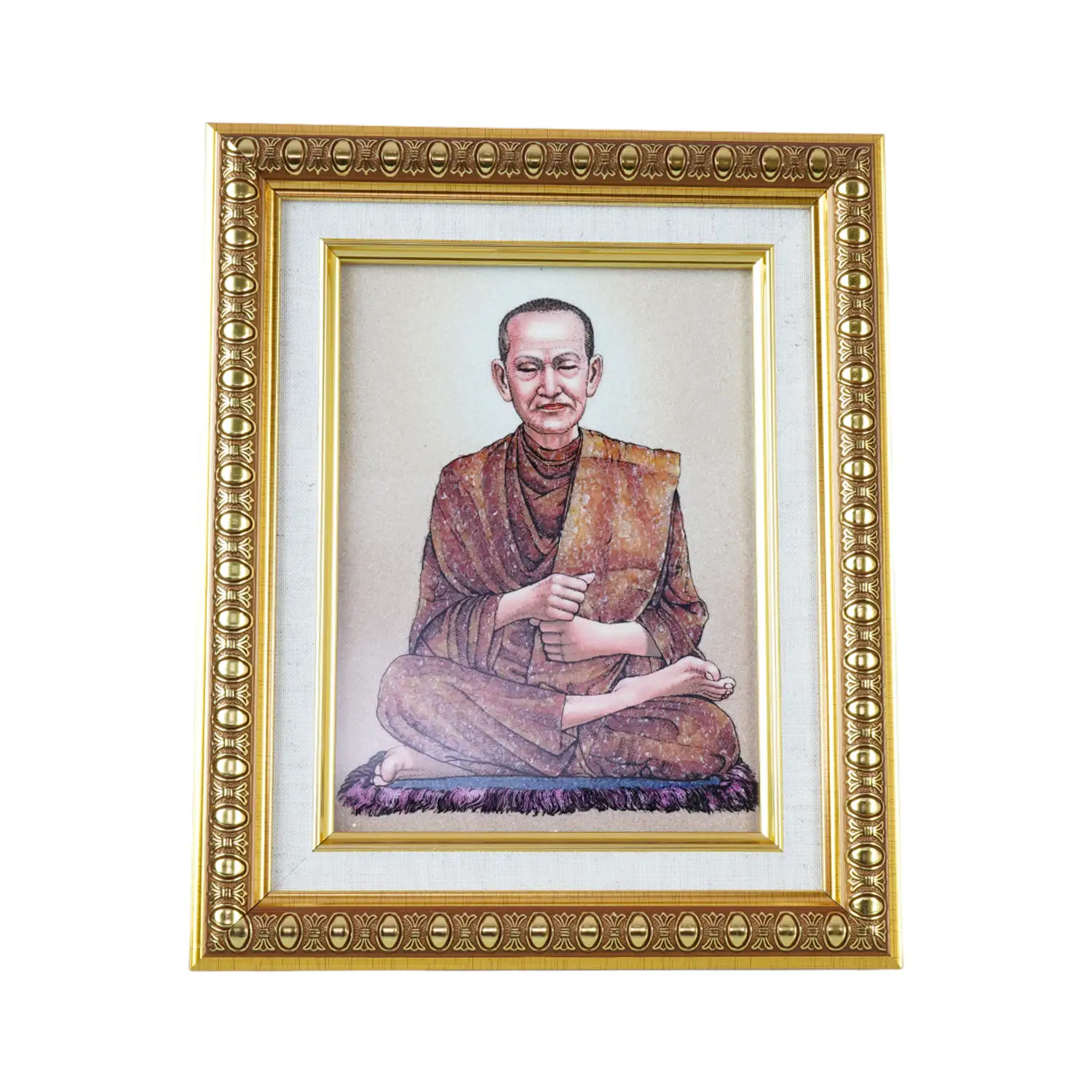 ภาพอัญมณี รูปหลวงพ่อโต กรอบทองสไตล์วินเทจ