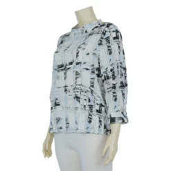 เสื้อคอตั้ง ผ่าติดกระดุม แขนกระบอก 5 ส่วน ผ้าพิมพ์ลาย - Image 2