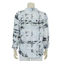 เสื้อคอตั้ง ผ่าติดกระดุม แขนกระบอก 5 ส่วน ผ้าพิมพ์ลาย - Image 3