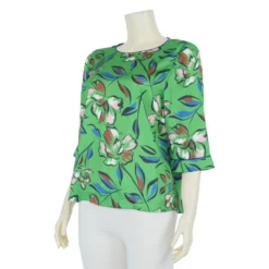 เสื้อคอปาดแขนกระบอก 4 ส่วน ผ้าลายดอกไม้ - Image 2