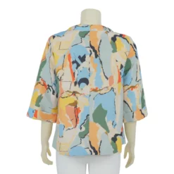 เสื้อคอตั้งแขนกระบอก 4 ส่วน ผ้าดูพีโอนี่ลายหลากสีสัน - Image 3