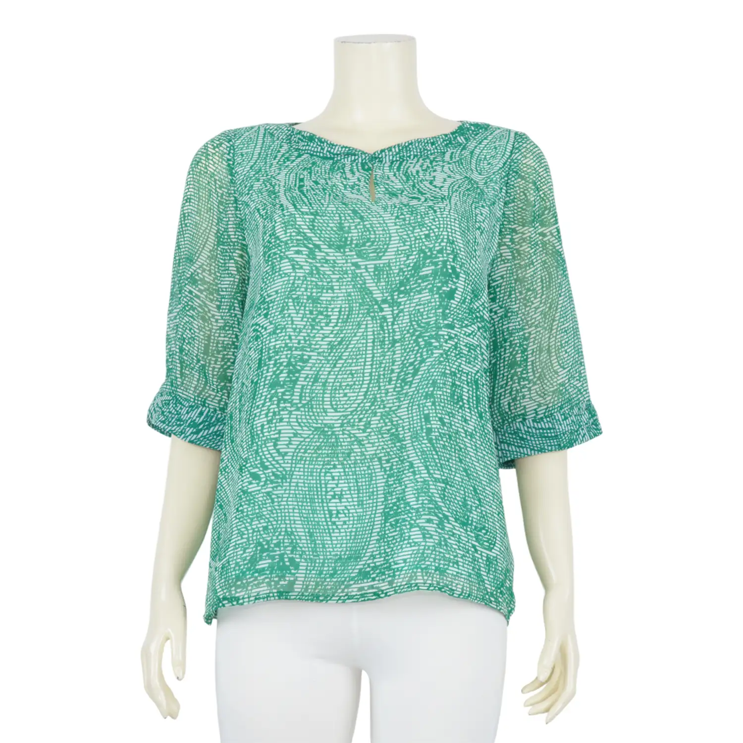 เสื้อคอกลมแขน 3 ส่วน ผ้าชีฟองพิมพ์ลาย - Image 2