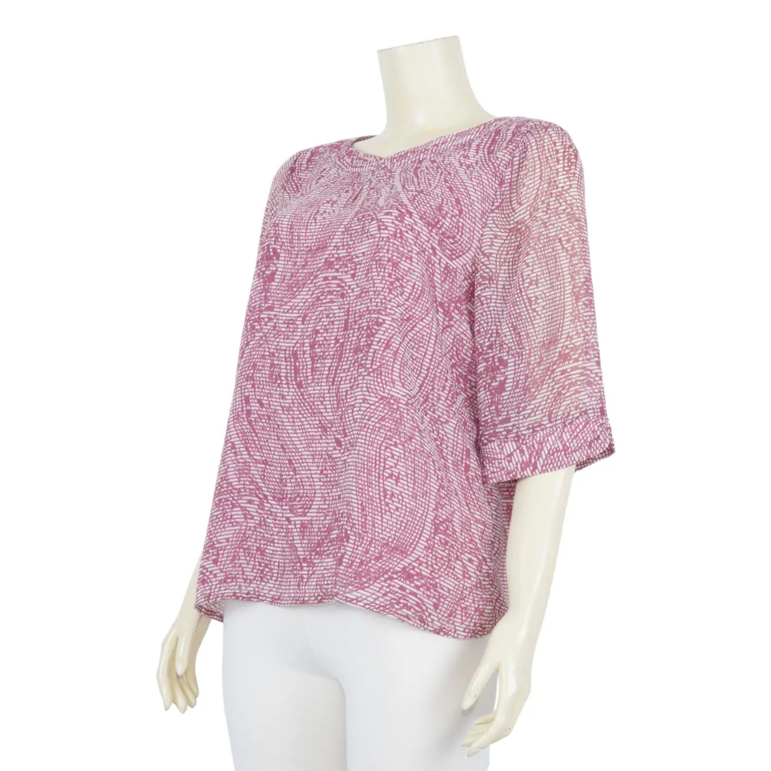 เสื้อคอกลมแขน 3 ส่วน ผ้าชีฟองพิมพ์ลาย - Image 4