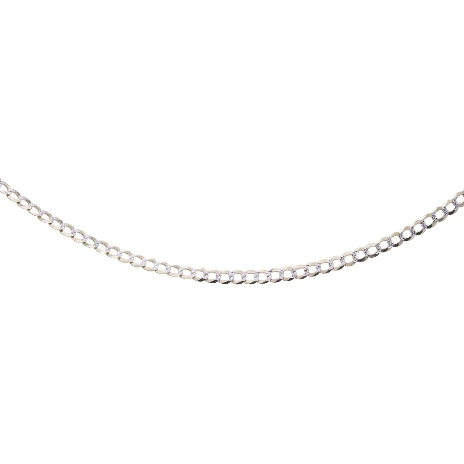 สร้อยคอทอง18K และทองขาว18K ลายโซ่แบบแบน เจียเหลี่ยมเพชรดีไซน์ 2 กษัตริย์ - Image 2