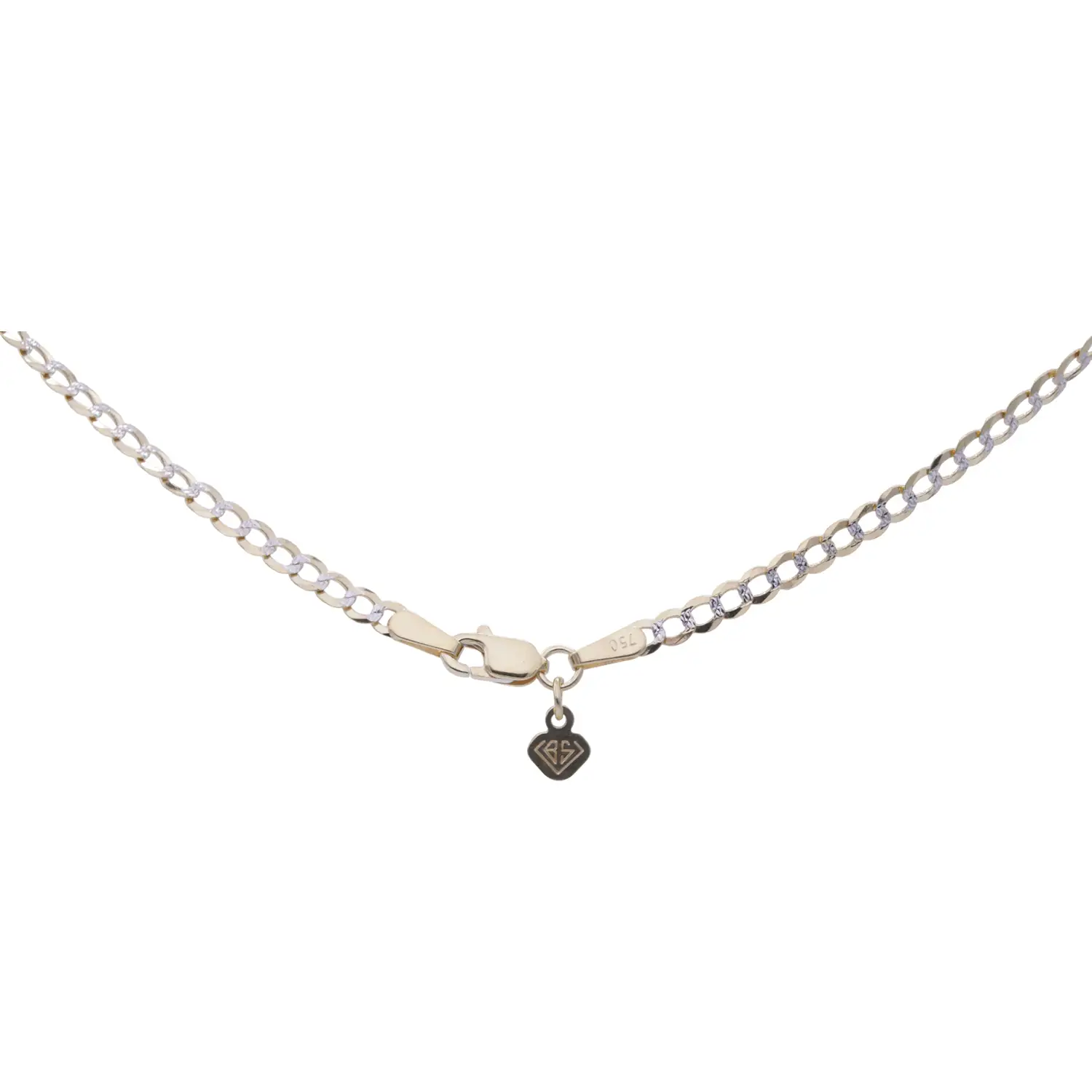 สร้อยคอทอง18K และทองขาว18K ลายโซ่แบบแบน เจียเหลี่ยมเพชรดีไซน์ 2 กษัตริย์ - Image 3