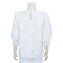เสื้อคอกลม แขนพอง 4 ส่วน ผ้าลูกไม้ลายดอกไม้ - Image 3