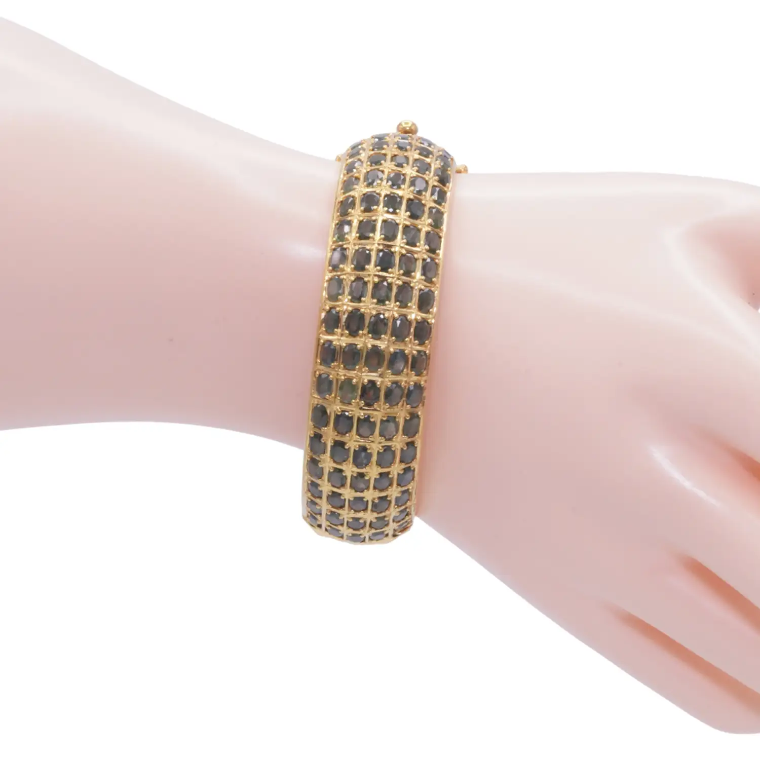 กำไลข้อมือเงิน925 ชุบทอง18K ประดับเขียวส่อง - Image 2