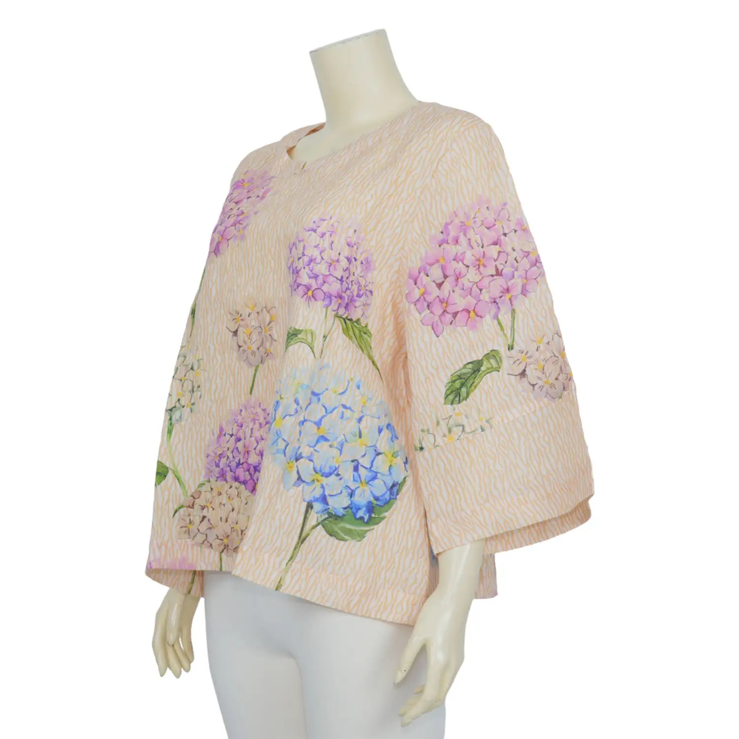 เสื้อคอกลม แขน 4 ส่วน ลายดอกไฮเดรนเยีย - Image 3