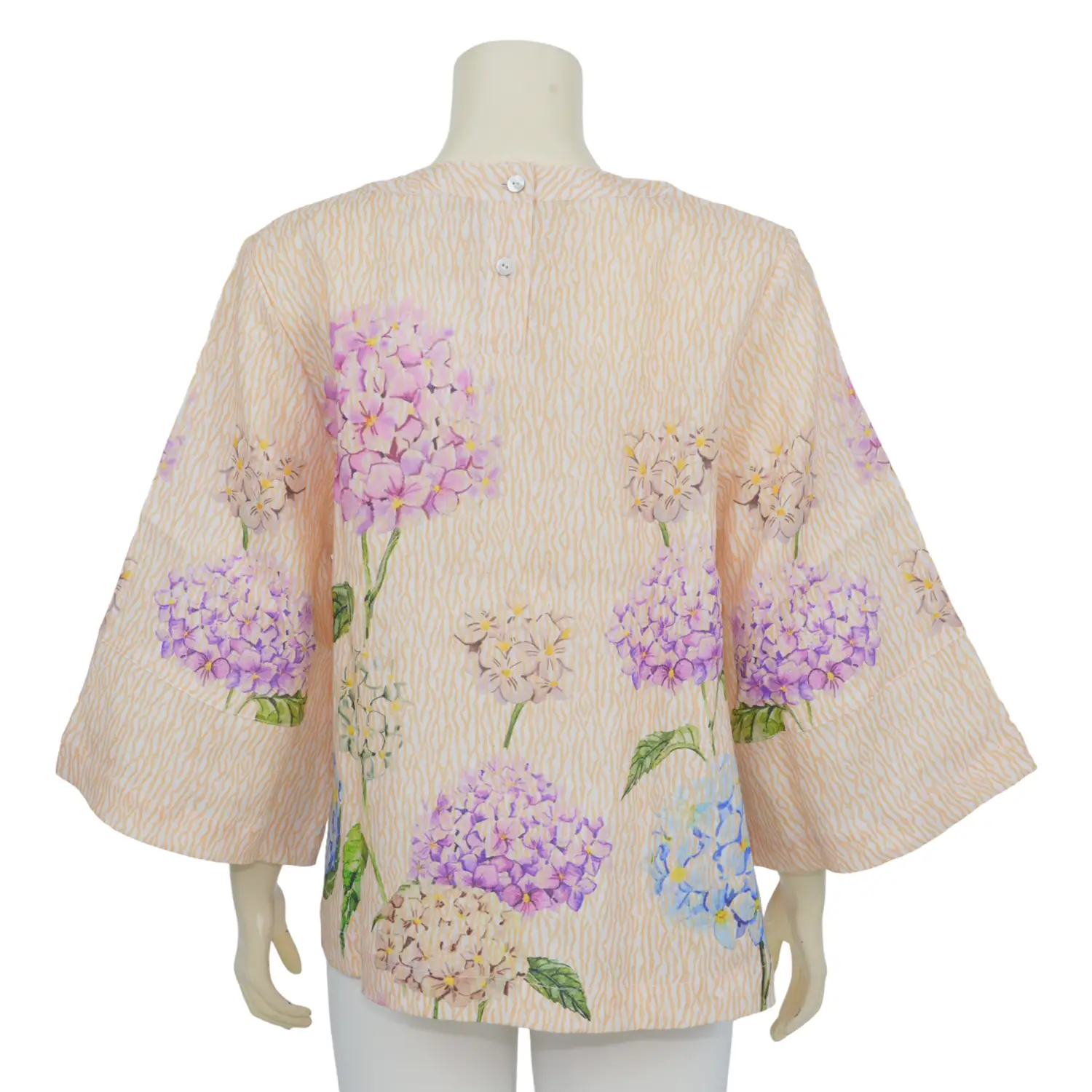 เสื้อคอกลม แขน 4 ส่วน ลายดอกไฮเดรนเยีย - Image 2