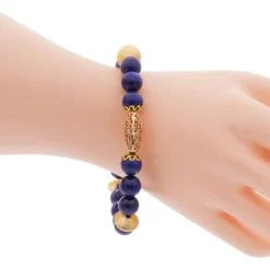 สร้อยข้อมือลาพิส ลาซูลี พร้อมส่วนตกแต่ง แกะสลักลาย - Image 2
