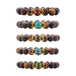 สร้อยข้อมือแก้วตาเสือ พร้อมส่วนตกแต่งลงยาสี