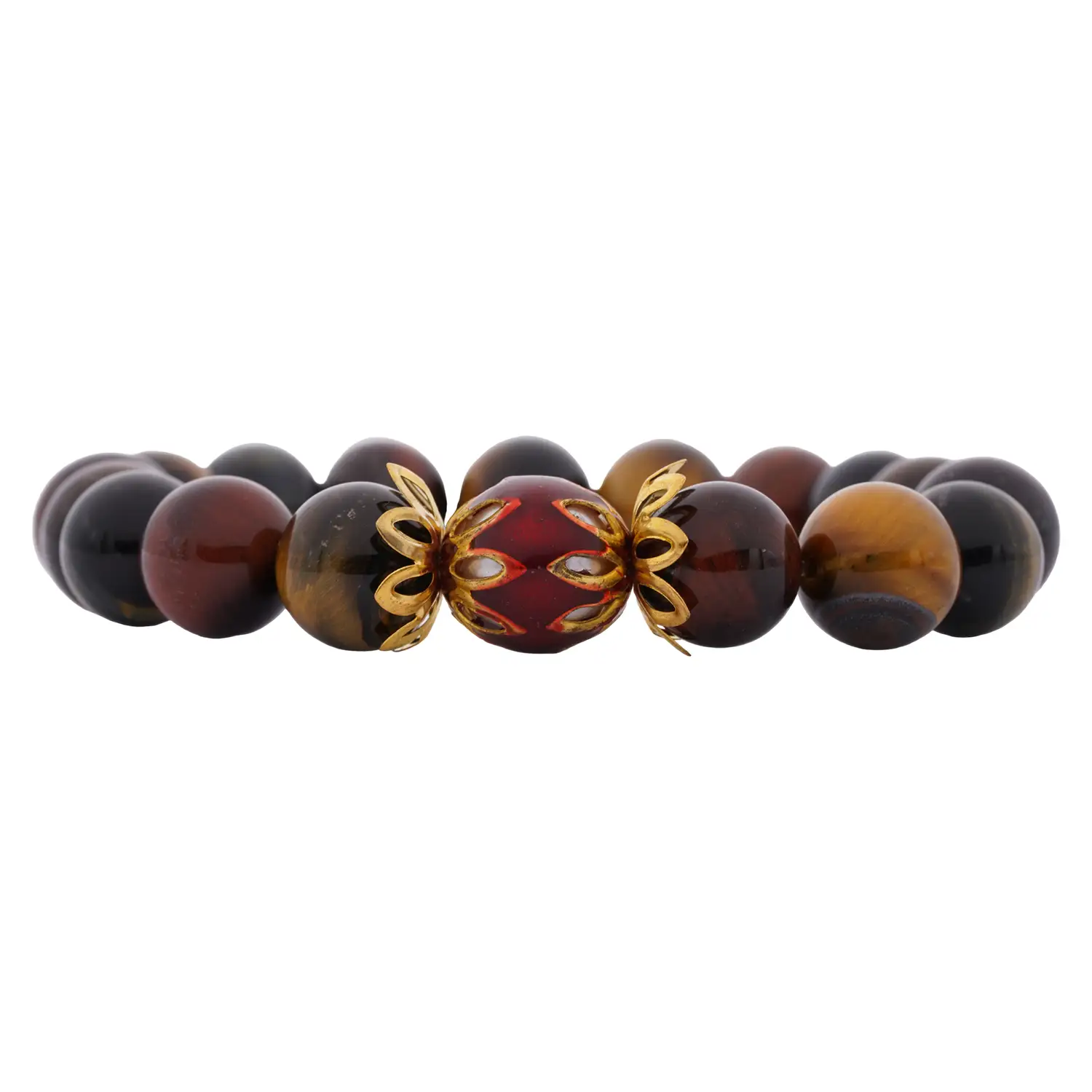 สร้อยข้อมือแก้วตาเสือ พร้อมส่วนตกแต่งลงยาสี - Image 2