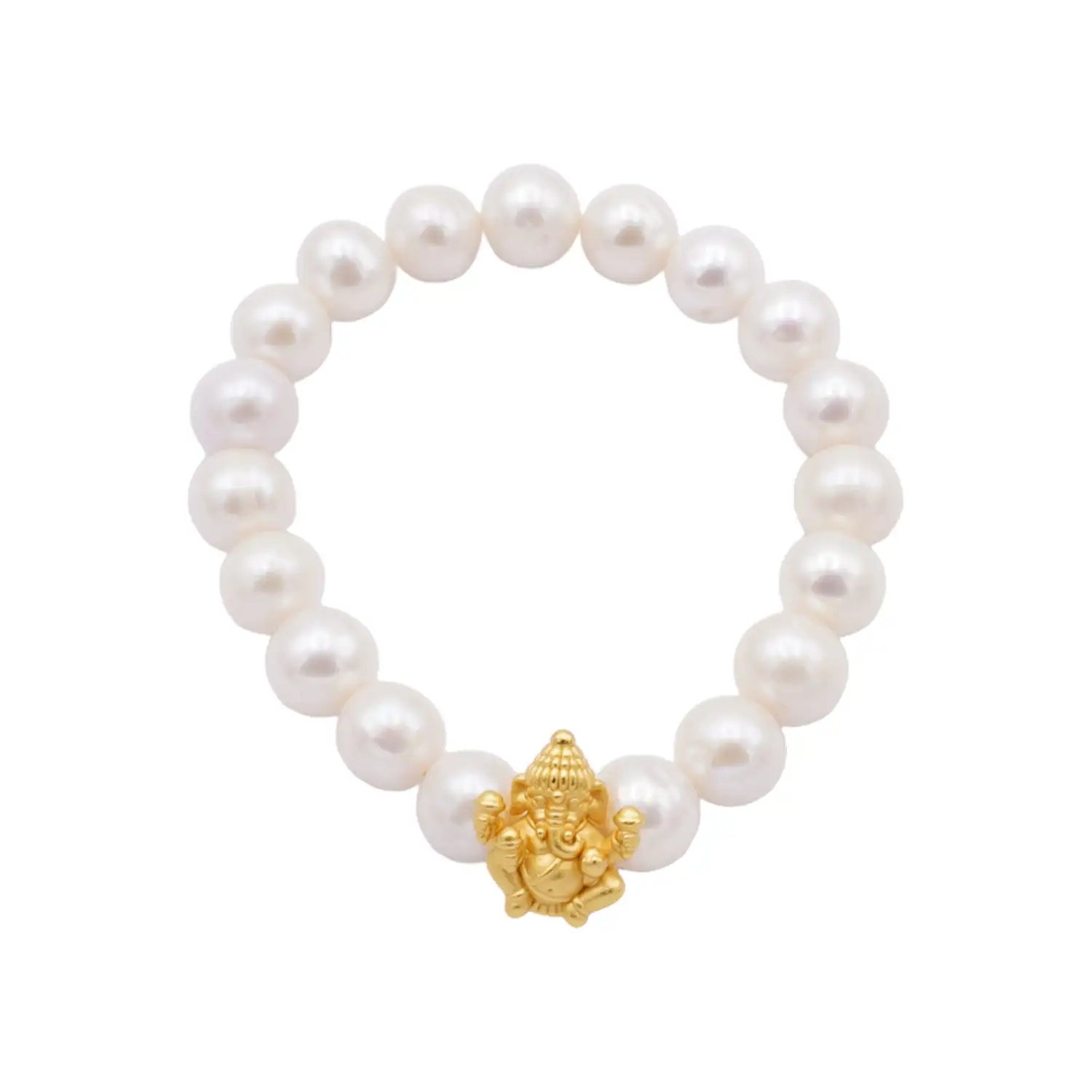 สร้อยข้อมือมุกน้ำจืด พร้อมชาร์มพระพิฆเนศ เงิน925 ชุบทอง18K - Image 3