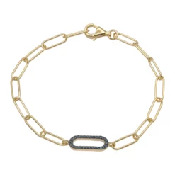 สร้อยข้อมือเงิน925  ชุบทอง14K  ประดับเพชรสีฟ้า