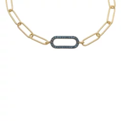 สร้อยข้อมือเงิน925 ชุบทอง14K ประดับเพชรสีฟ้า - Image 2