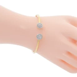 กำไลข้อมือ เงิน925 ชุบทอง14K  ประดับเพชรสีขาว  - Image 3