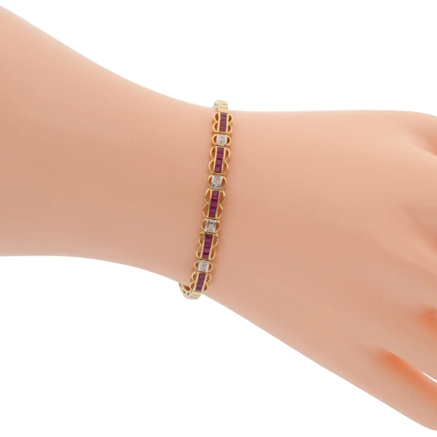 สร้อยข้อมือทอง14K ชุบทอง18K ประดับอัญมณีและเพชร - Image 3