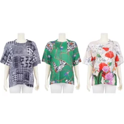 เสื้อคอกลม แขนสั้น ผ้าทอเกาหลี ลายกราฟิก